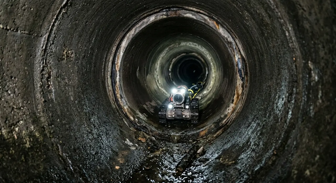 Robotic sewer camera inspecting pipe interior for Sewer Line Repair in Prospect Park
